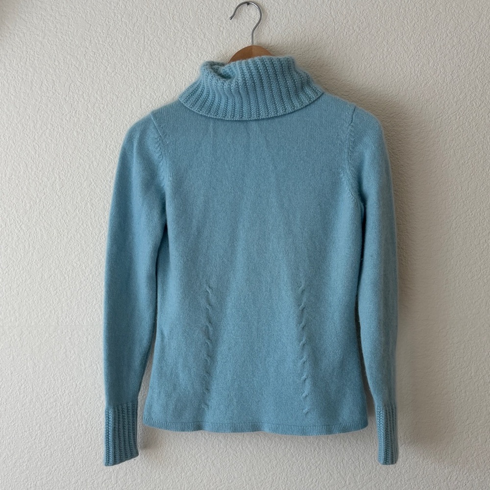 Ann Taylor Cashmere Soft Blue Cowl Neck Sweater Size Medium